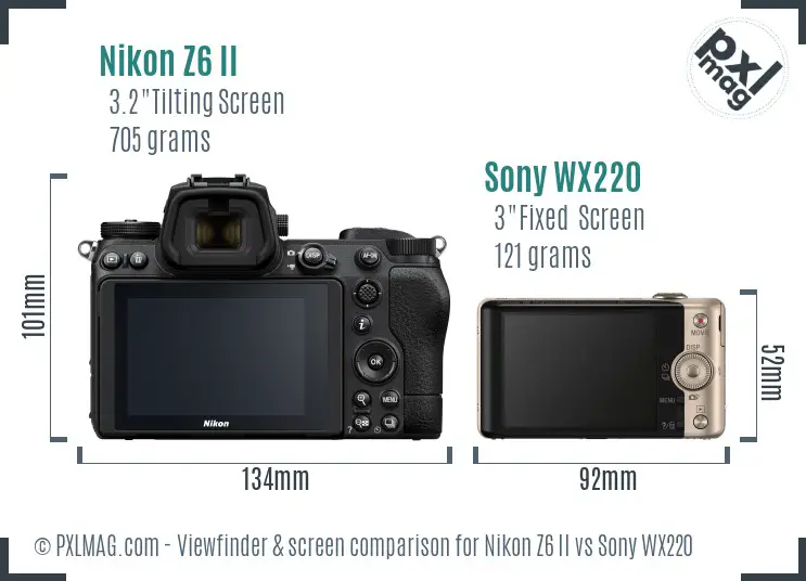 Nikon Z6 II vs Sony WX220 Screen and Viewfinder comparison