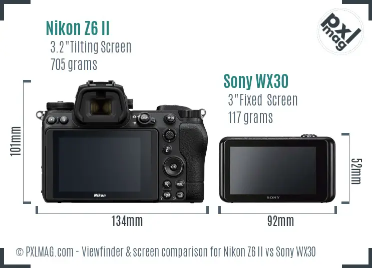 Nikon Z6 II vs Sony WX30 Screen and Viewfinder comparison