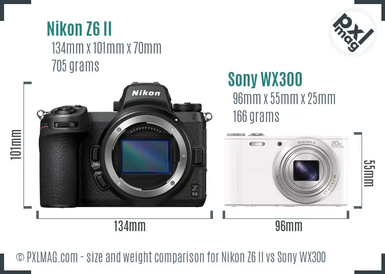 Nikon Z6 II vs Sony WX300 size comparison