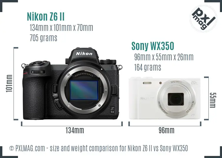 Nikon Z6 II vs Sony WX350 size comparison