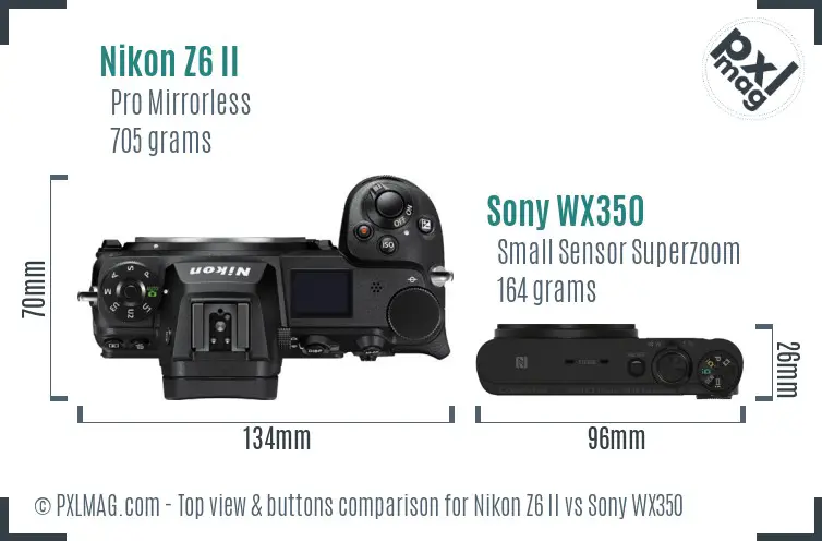 Nikon Z6 II vs Sony WX350 top view buttons comparison