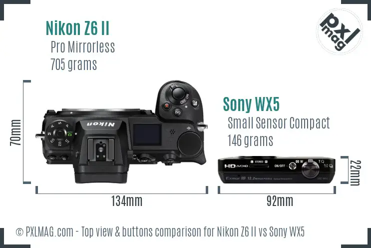 Nikon Z6 II vs Sony WX5 top view buttons comparison