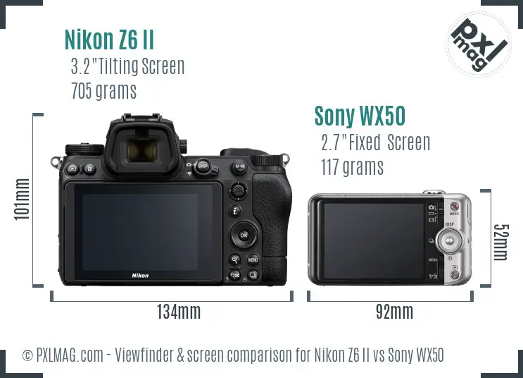 Nikon Z6 II vs Sony WX50 Screen and Viewfinder comparison