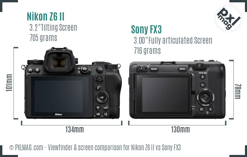 Nikon Z6 II vs Sony FX3 Screen and Viewfinder comparison