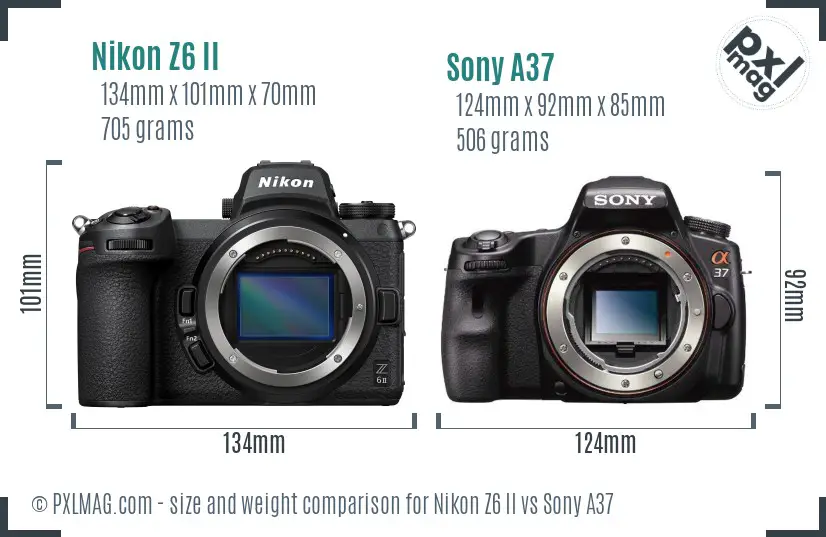 Nikon Z6 II vs Sony A37 size comparison