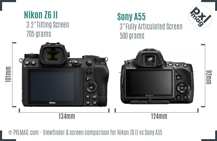 Nikon Z6 II vs Sony A55 Screen and Viewfinder comparison