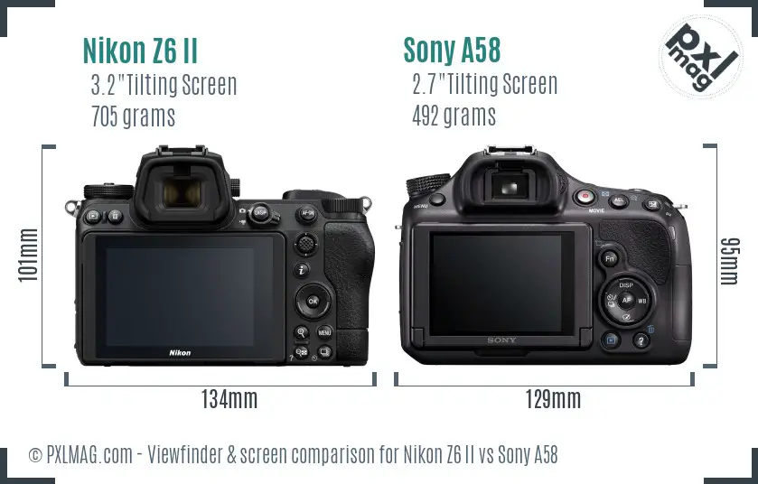 Nikon Z6 II vs Sony A58 Screen and Viewfinder comparison Nikon Z6 II vs Sony A58 Screen and Viewfinder comparison