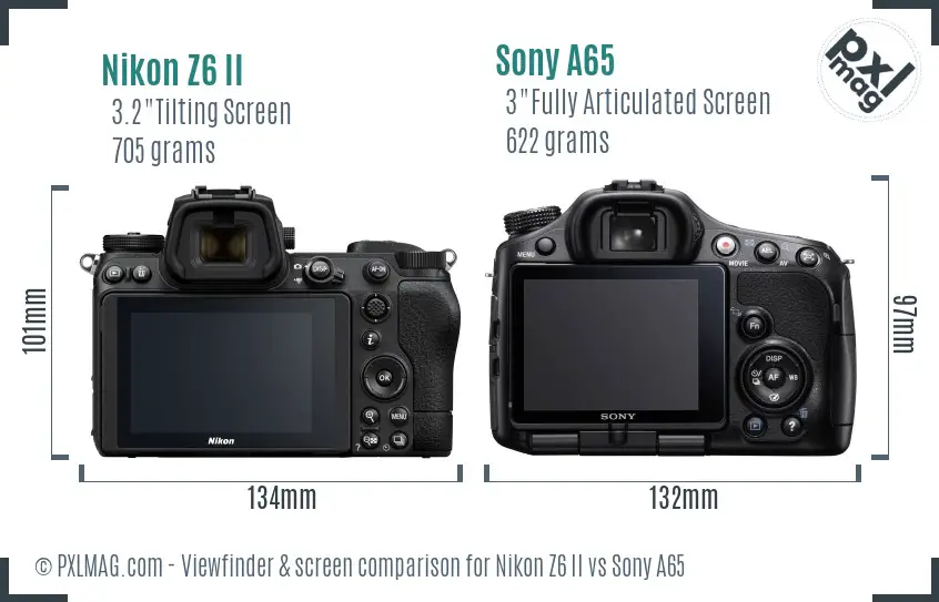 Nikon Z6 II vs Sony A65 Screen and Viewfinder comparison