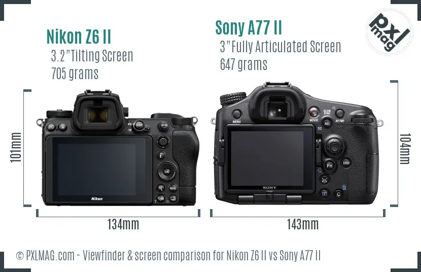 Nikon Z6 II vs Sony A77 II Screen and Viewfinder comparison Nikon Z6 II vs Sony A77 II Screen and Viewfinder comparison