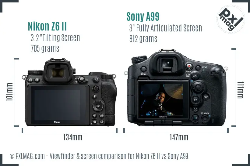 Nikon Z6 II vs Sony A99 Screen and Viewfinder comparison