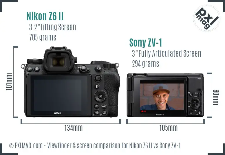 Nikon Z6 II vs Sony ZV-1 Screen and Viewfinder comparison