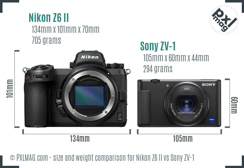 Nikon Z6 II vs Sony ZV-1 size comparison