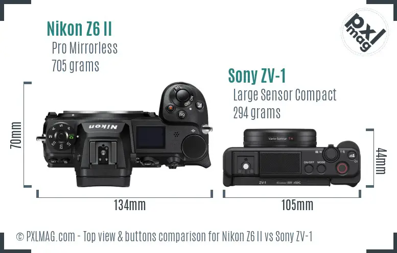 Nikon Z6 II vs Sony ZV-1 top view buttons comparison