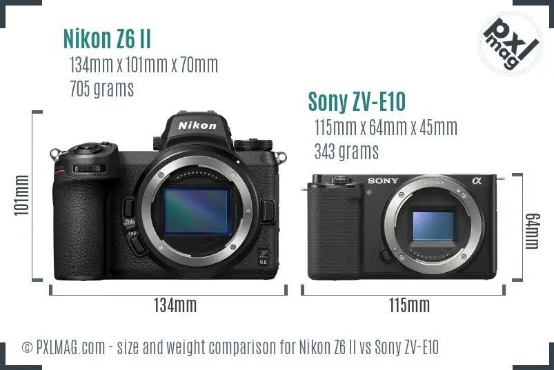 Nikon Z6 II vs Sony ZV-E10 size comparison Nikon Z6 II vs Sony ZV-E10 size comparison