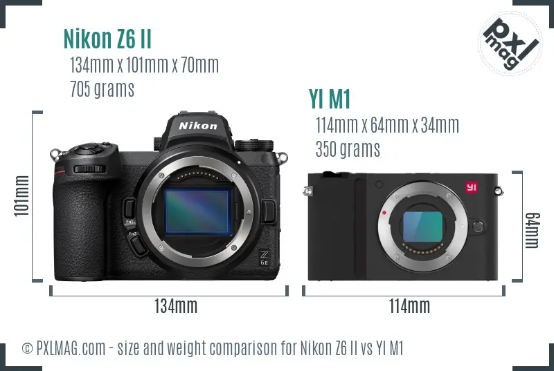 Nikon Z6 II vs YI M1 size comparison