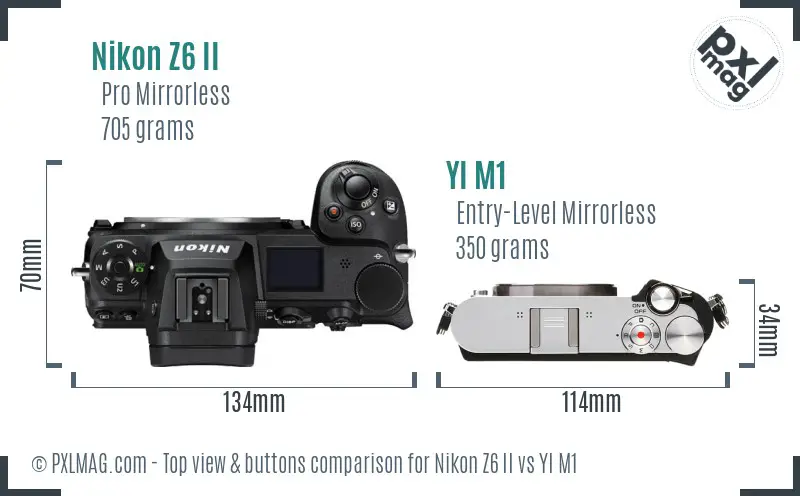 Nikon Z6 II vs YI M1 top view buttons comparison