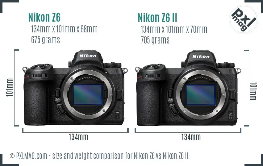 Nikon Z6 vs Nikon Z6 II size comparison