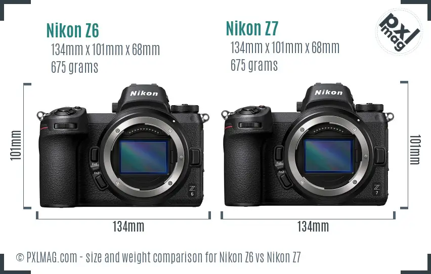 Nikon Z6 vs Nikon Z7 size comparison