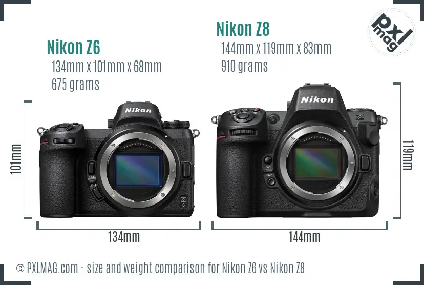 Nikon Z6 vs Nikon Z8 size comparison