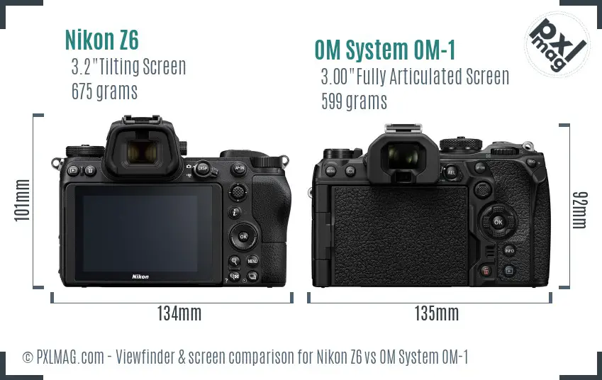 Nikon Z6 vs OM System OM-1 Screen and Viewfinder comparison