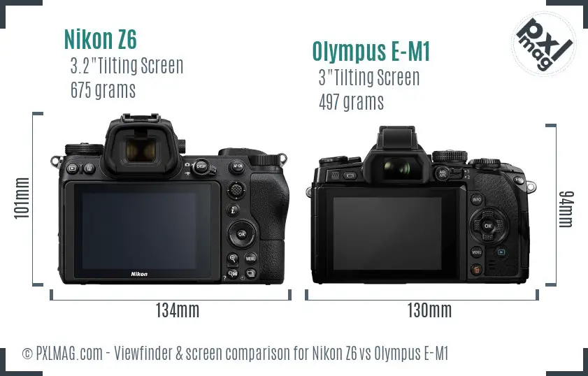 Nikon Z6 vs Olympus E-M1 Screen and Viewfinder comparison