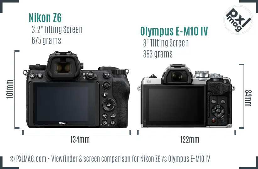 Nikon Z6 vs Olympus E-M10 IV Screen and Viewfinder comparison
