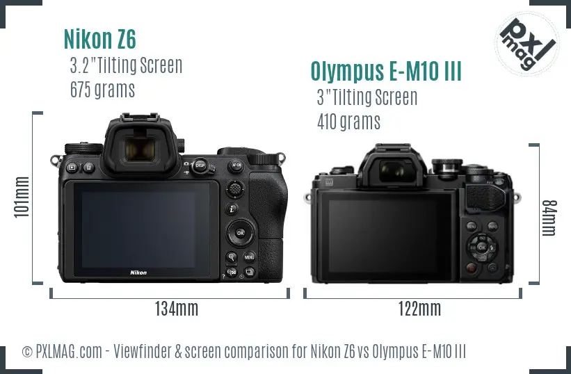 Nikon Z6 vs Olympus E-M10 III Screen and Viewfinder comparison