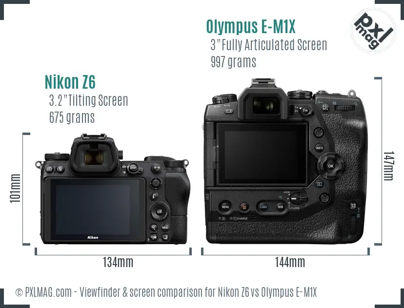 Nikon Z6 vs Olympus E-M1X Screen and Viewfinder comparison