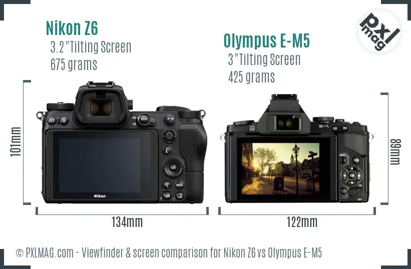 Nikon Z6 vs Olympus E-M5 Screen and Viewfinder comparison