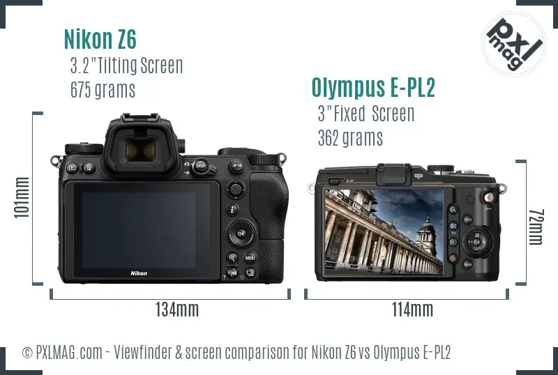 Nikon Z6 vs Olympus E-PL2 Screen and Viewfinder comparison