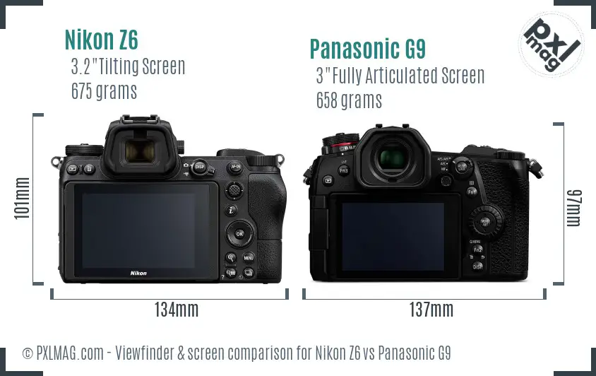 Nikon Z6 vs Panasonic G9 Screen and Viewfinder comparison