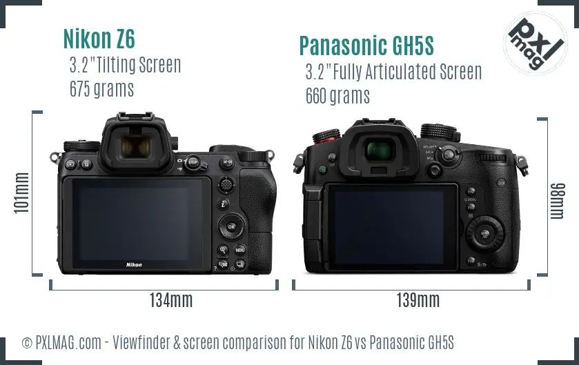 Nikon Z6 vs Panasonic GH5S Screen and Viewfinder comparison