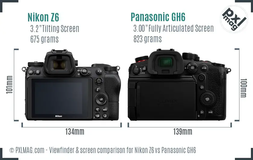 Nikon Z6 vs Panasonic GH6 Screen and Viewfinder comparison