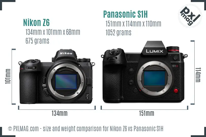 Nikon Z6 vs Panasonic S1H size comparison