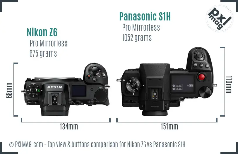 Nikon Z6 vs Panasonic S1H top view buttons comparison