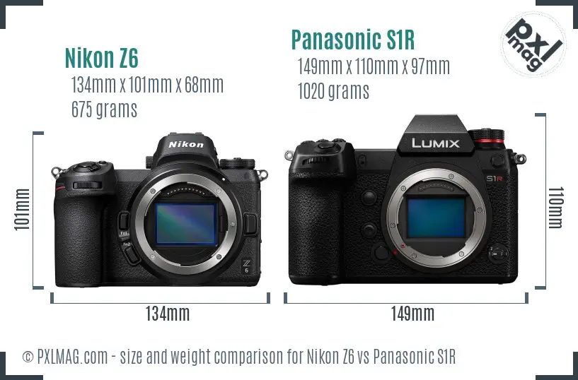 Nikon Z6 vs Panasonic S1R size comparison Nikon Z6 vs Panasonic S1R size comparison