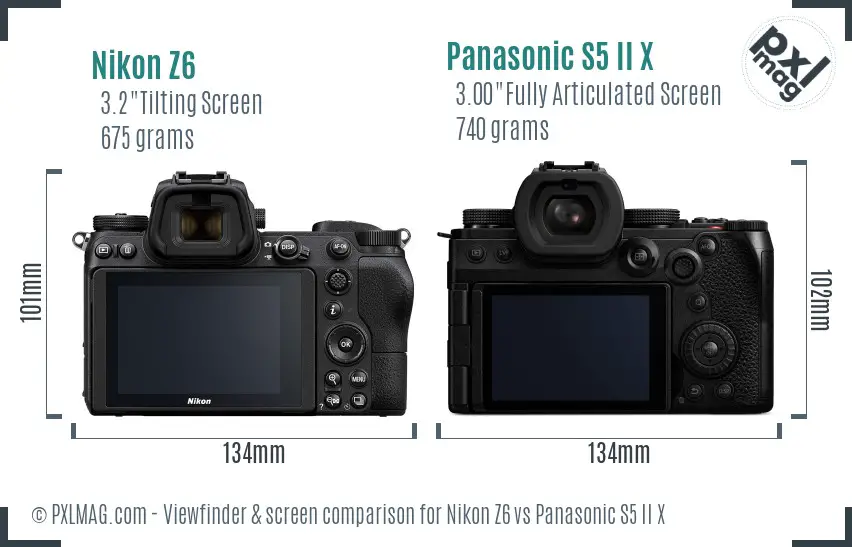 Nikon Z6 vs Panasonic S5 II X Screen and Viewfinder comparison