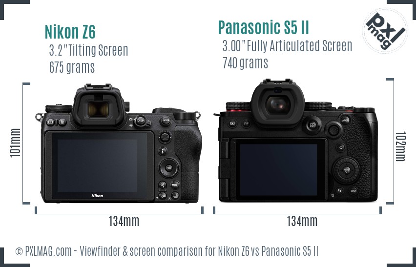 Nikon Z6 vs Panasonic S5 II Screen and Viewfinder comparison