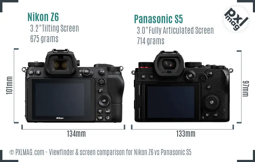 Nikon Z6 vs Panasonic S5 Screen and Viewfinder comparison