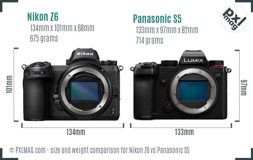 Nikon Z6 vs Panasonic S5 size comparison
