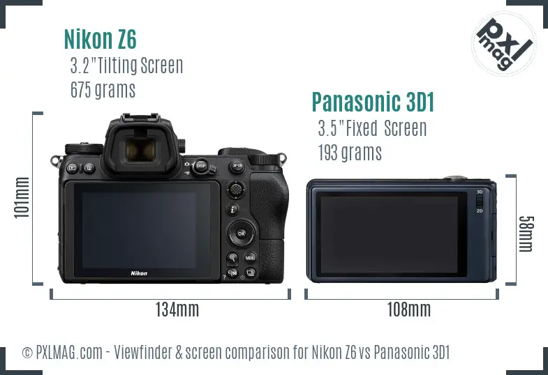 Nikon Z6 vs Panasonic 3D1 Screen and Viewfinder comparison