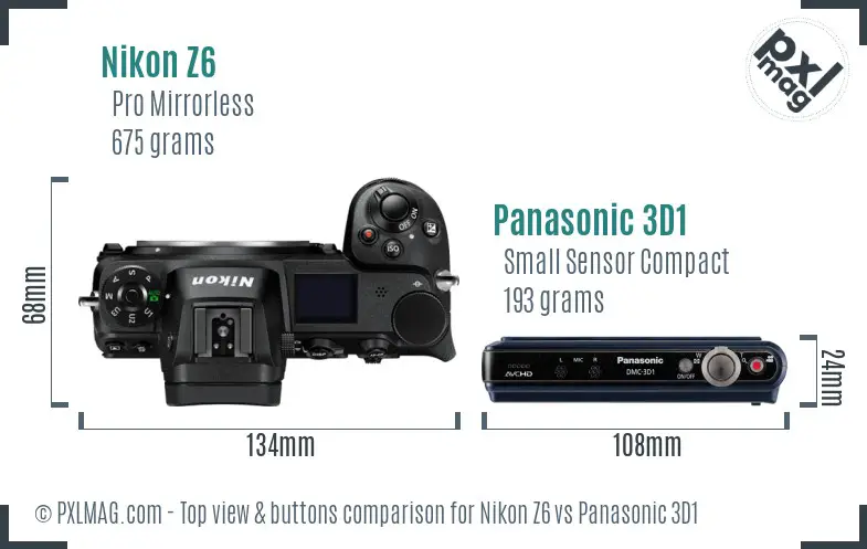 Nikon Z6 vs Panasonic 3D1 top view buttons comparison