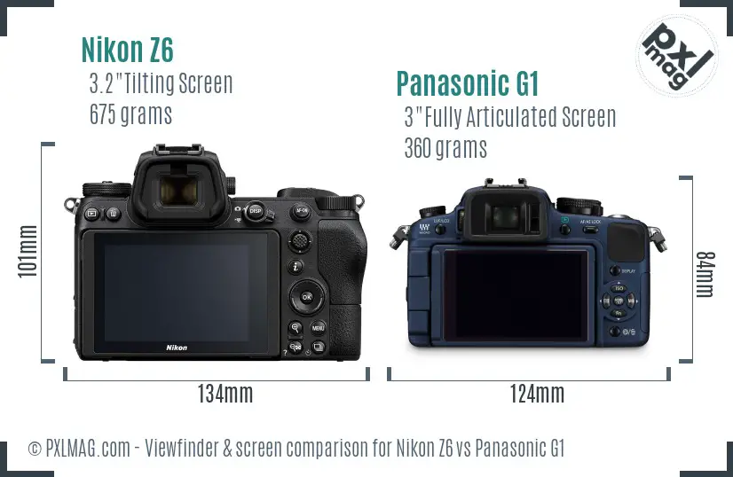 Nikon Z6 vs Panasonic G1 Screen and Viewfinder comparison