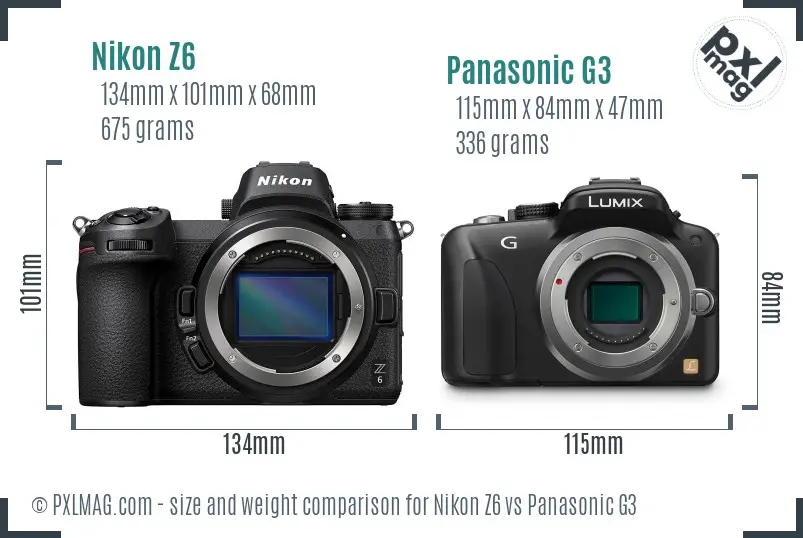 Nikon Z6 vs Panasonic G3 size comparison