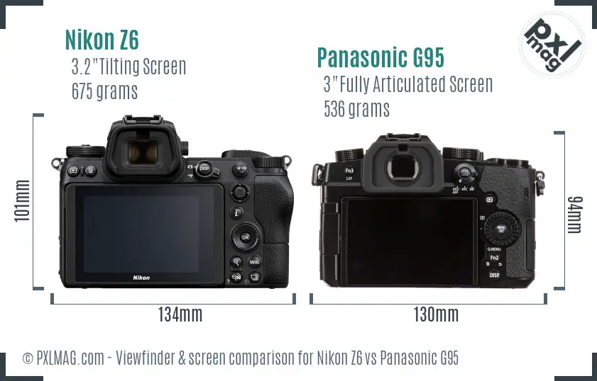 Nikon Z6 vs Panasonic G95 Screen and Viewfinder comparison