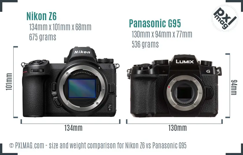 Nikon Z6 vs Panasonic G95 size comparison