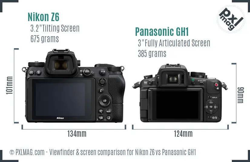 Nikon Z6 vs Panasonic GH1 Screen and Viewfinder comparison