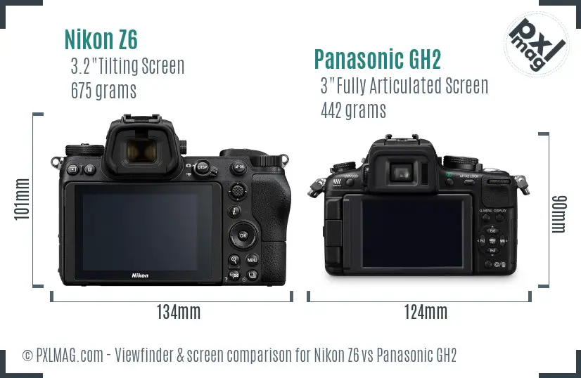 Nikon Z6 vs Panasonic GH2 Screen and Viewfinder comparison