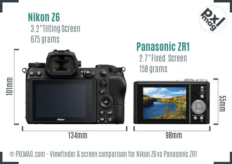 Nikon Z6 vs Panasonic ZR1 Screen and Viewfinder comparison