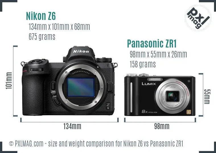 Nikon Z6 vs Panasonic ZR1 size comparison